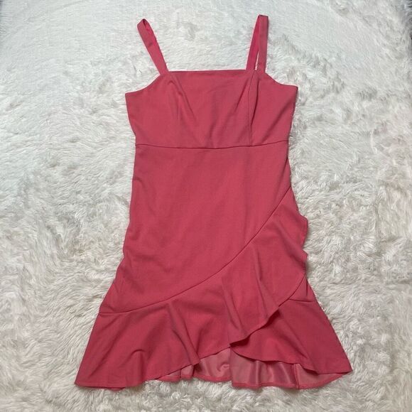 BCBG Pink Dress Ruffle Womens Size Large Sleeveless Flattering NEW with Tag - Picture 2 of 10